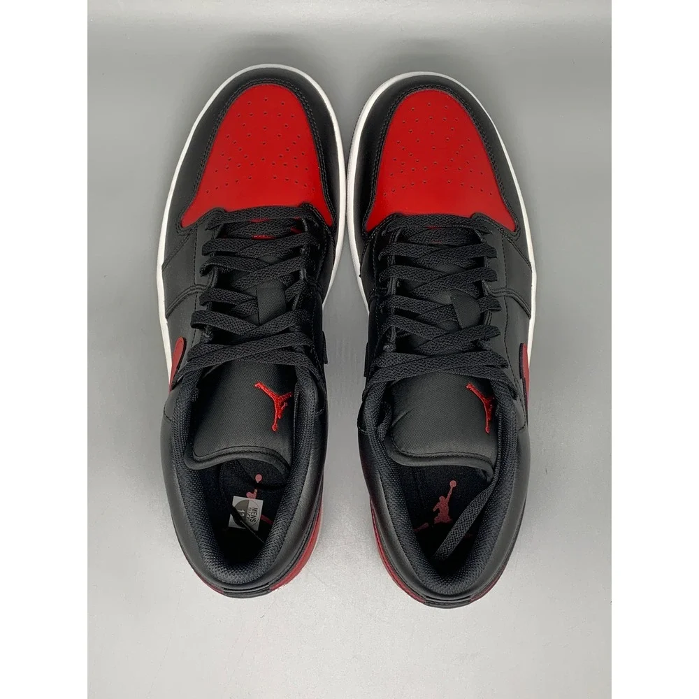 Jordan 1 Low Bred Toe 2.0 Black White Gym Red Shoes 553558-067 Men's Sz 13 NWT